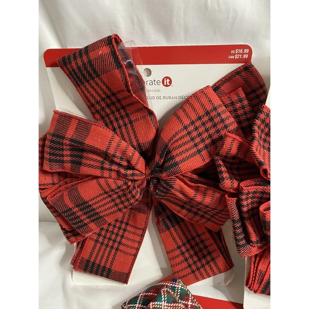 Christmas Plaid Wired Ribbon Bows 11